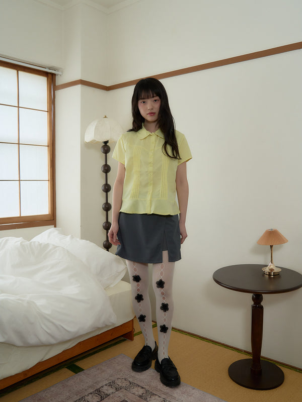 ピンタック 半袖シャツ 大人カジュアル レディース Uenui