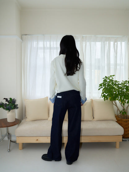 belted high waist denim pants