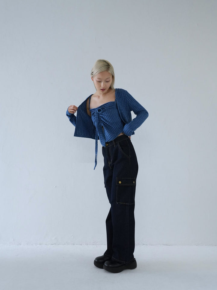 【 10月上旬発送予定 】ribbed ruched cami & cardigan set