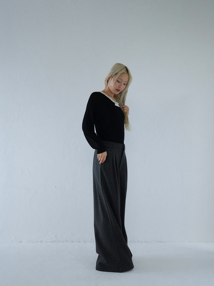【 10月上旬発送予定 】contrast trim rib knit top