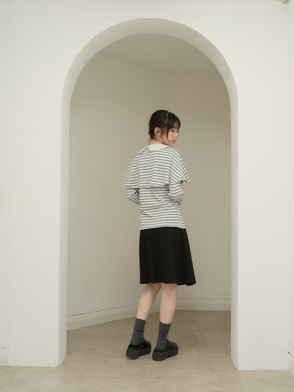border doll collar cape sleeve top