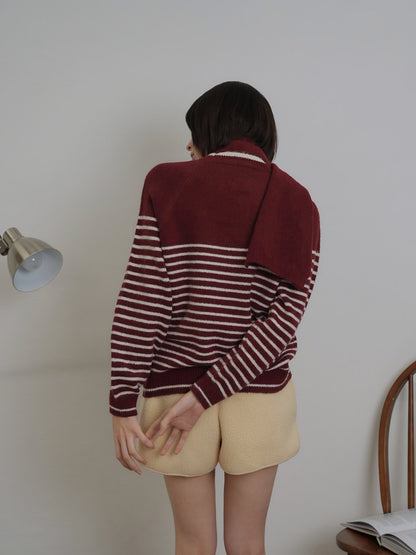 border knit top scarf set