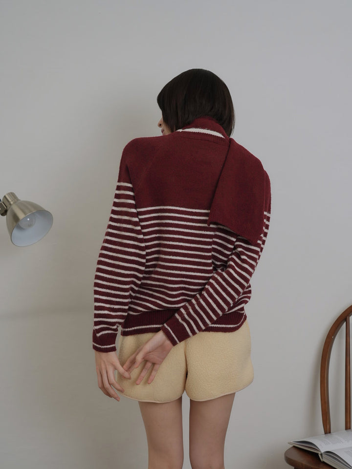 border knit top scarf set