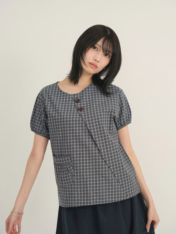 asymmetry check blouse