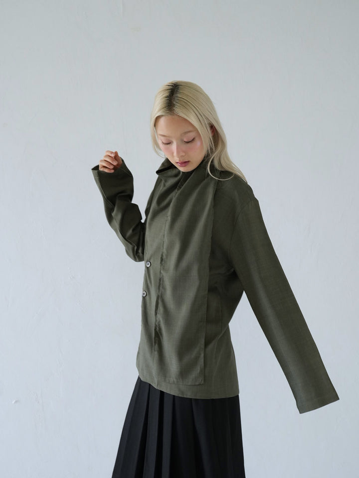 【 10月上旬発送予定 】drape neck asymmetric blouse