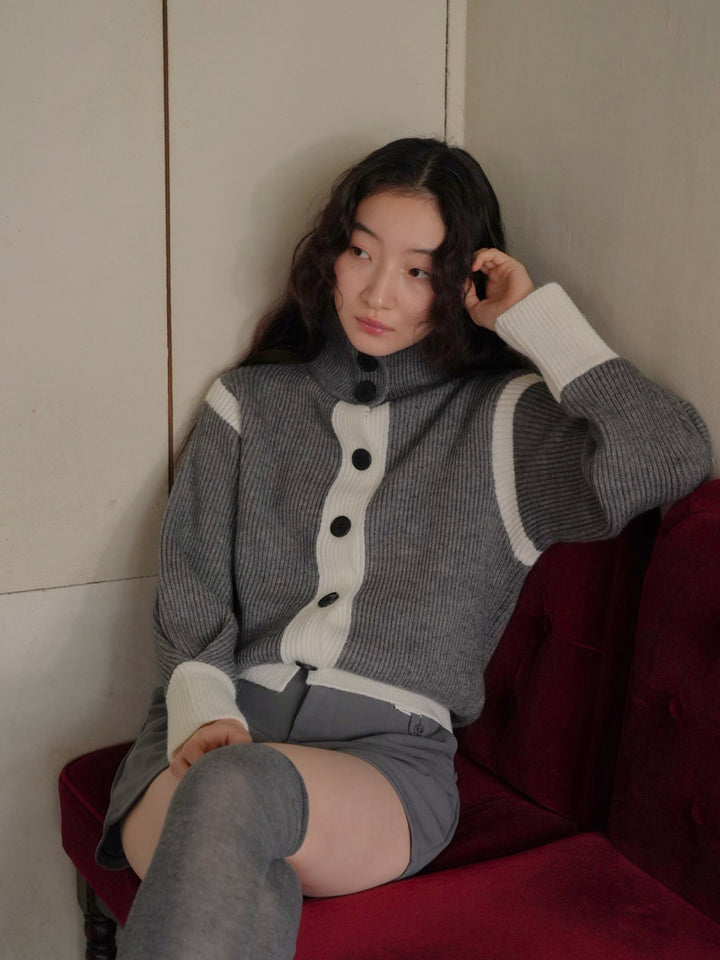color block knit cardigan