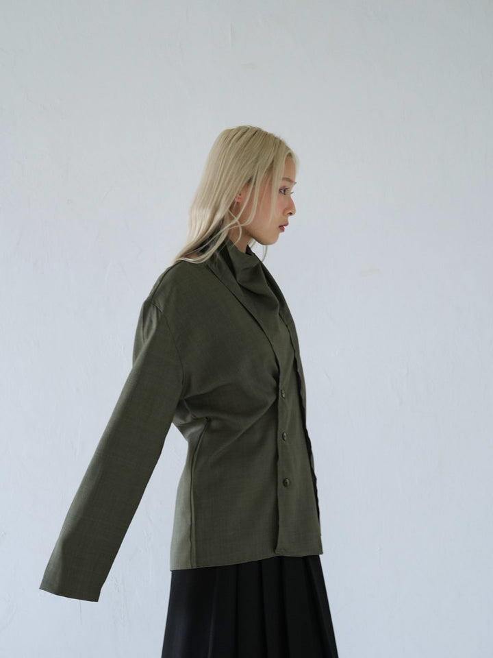 【 10月上旬発送予定 】drape neck asymmetric blouse