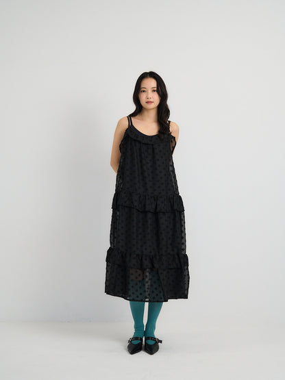 dot chiffon tiered dress