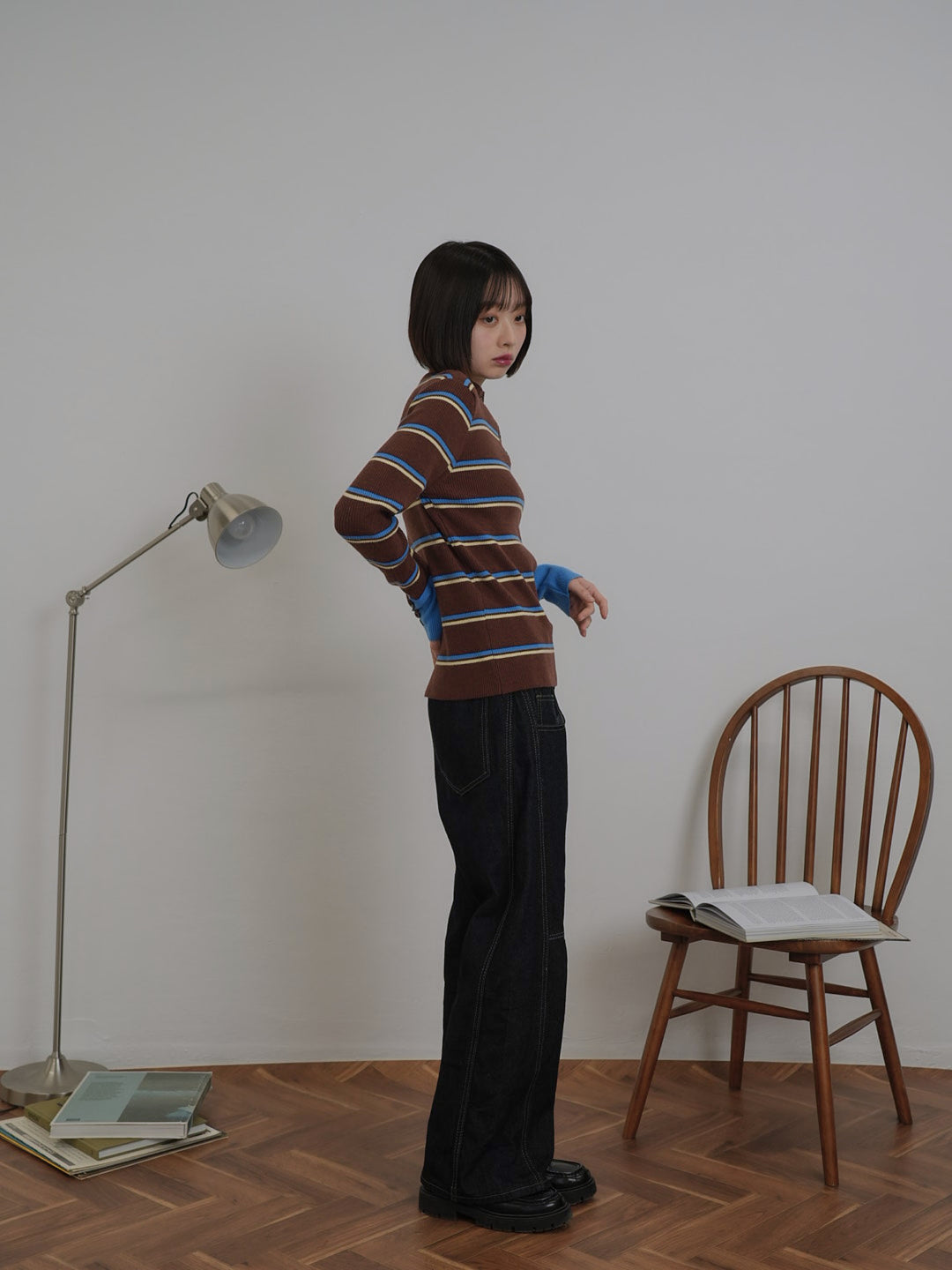 border rib knit  top