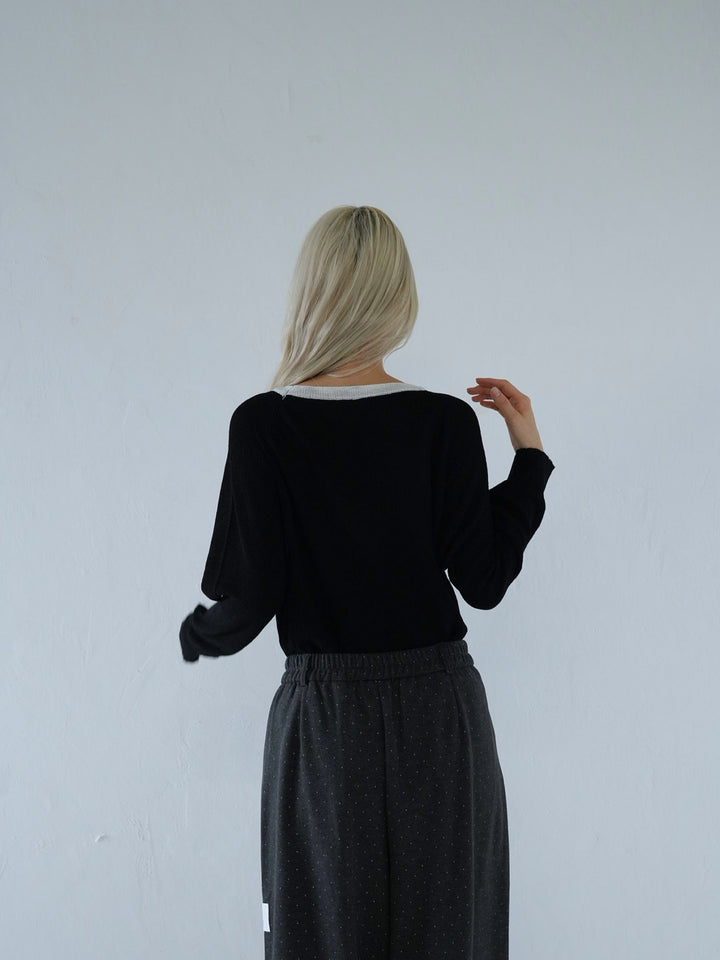 【 10月上旬発送予定 】contrast trim rib knit top