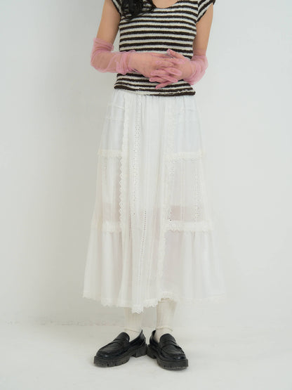 lace tiered long skirt