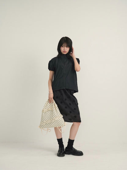 stand collar zip short jacket