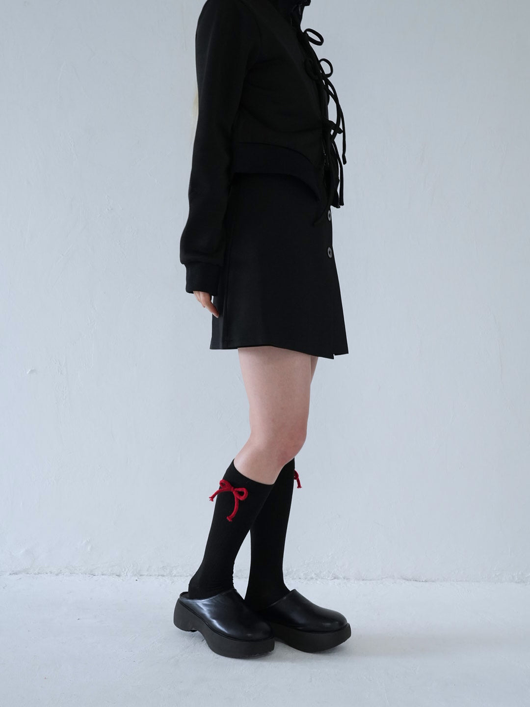 slanting button trapezoid skirt