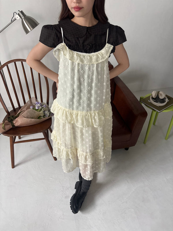 dot chiffon tiered dress