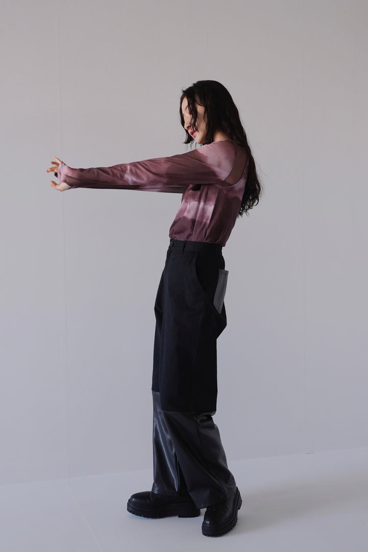 fake leather switching pants