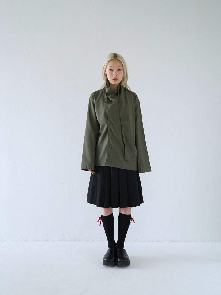 【 10月上旬発送予定 】drape neck asymmetric blouse