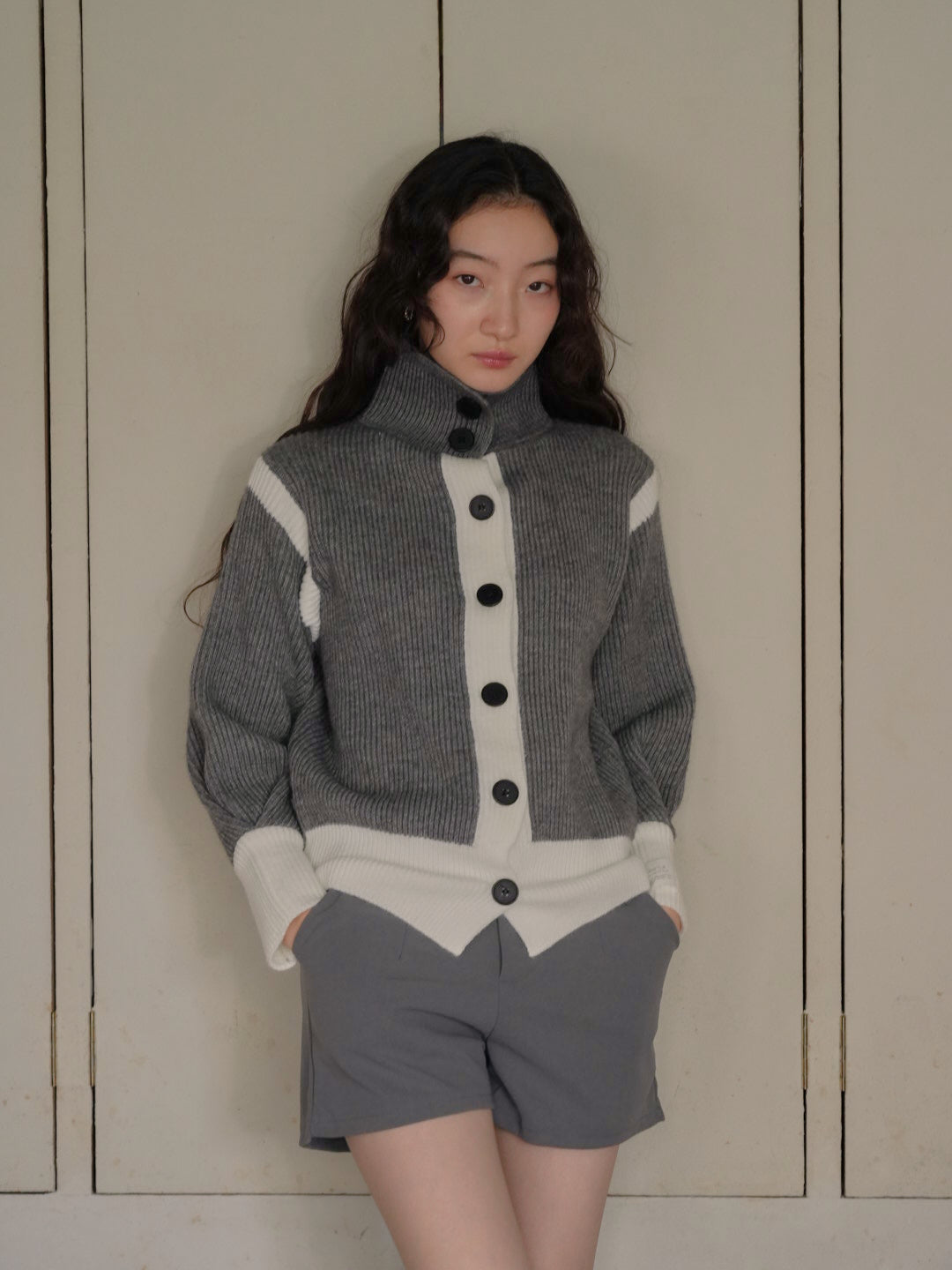 color block knit cardigan