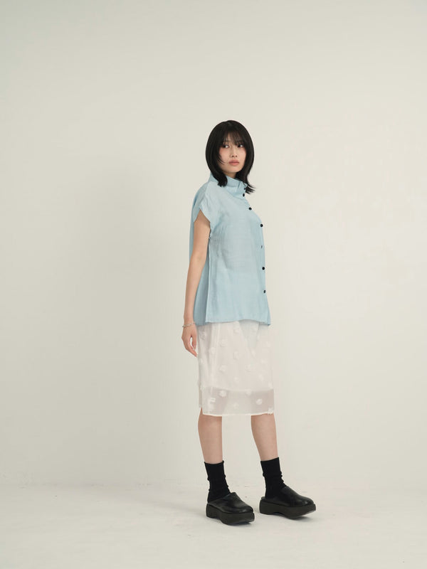 cotton linen stand collar shirt