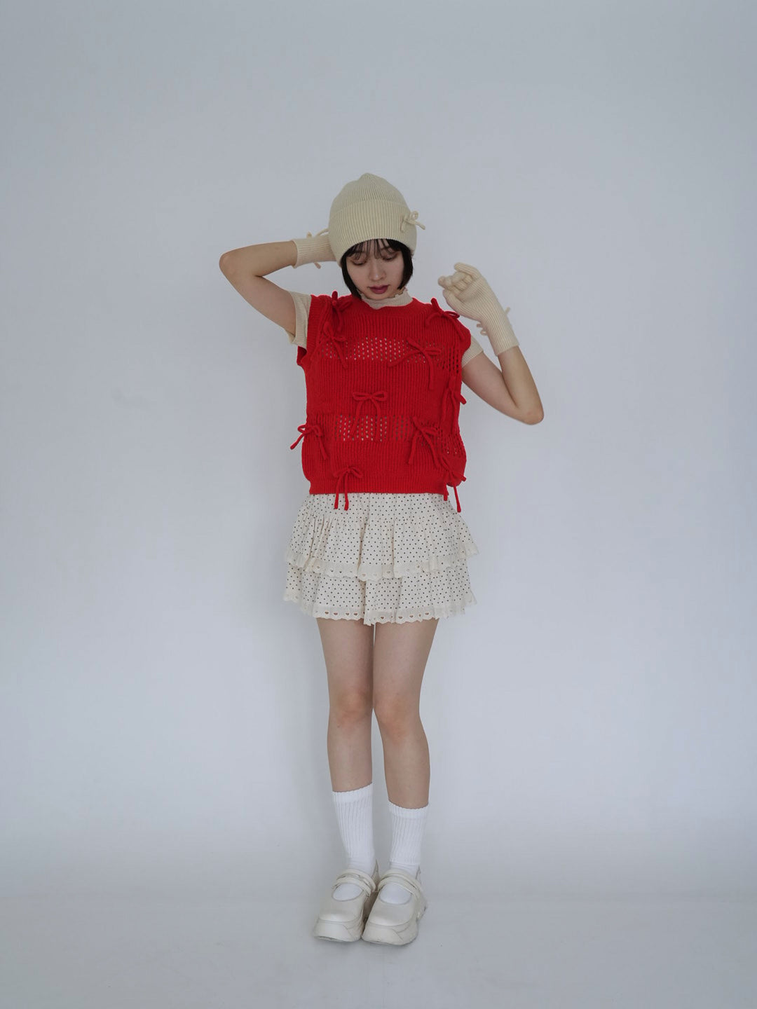 ribbon knit vest