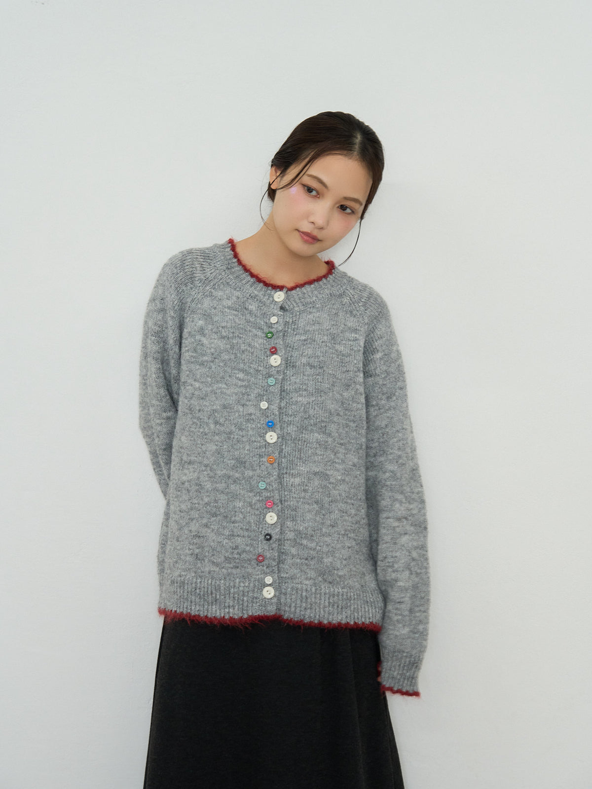 color button knit cardigan