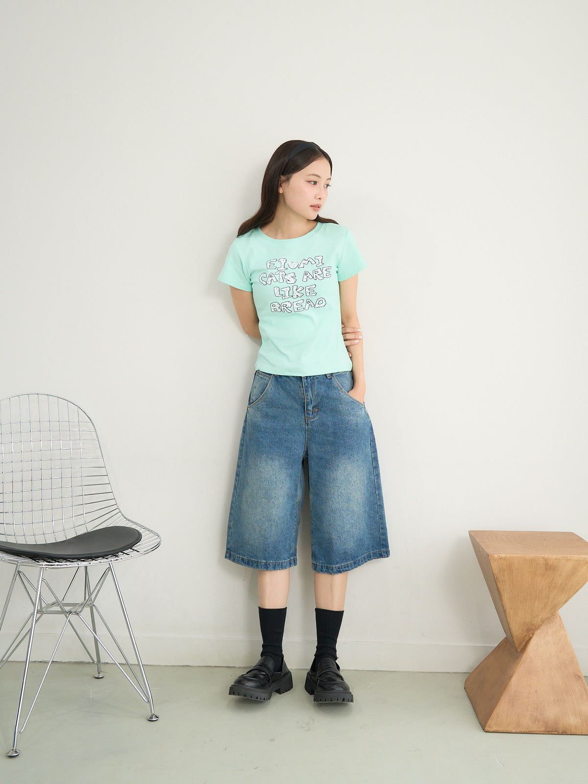 denim bermuda pants