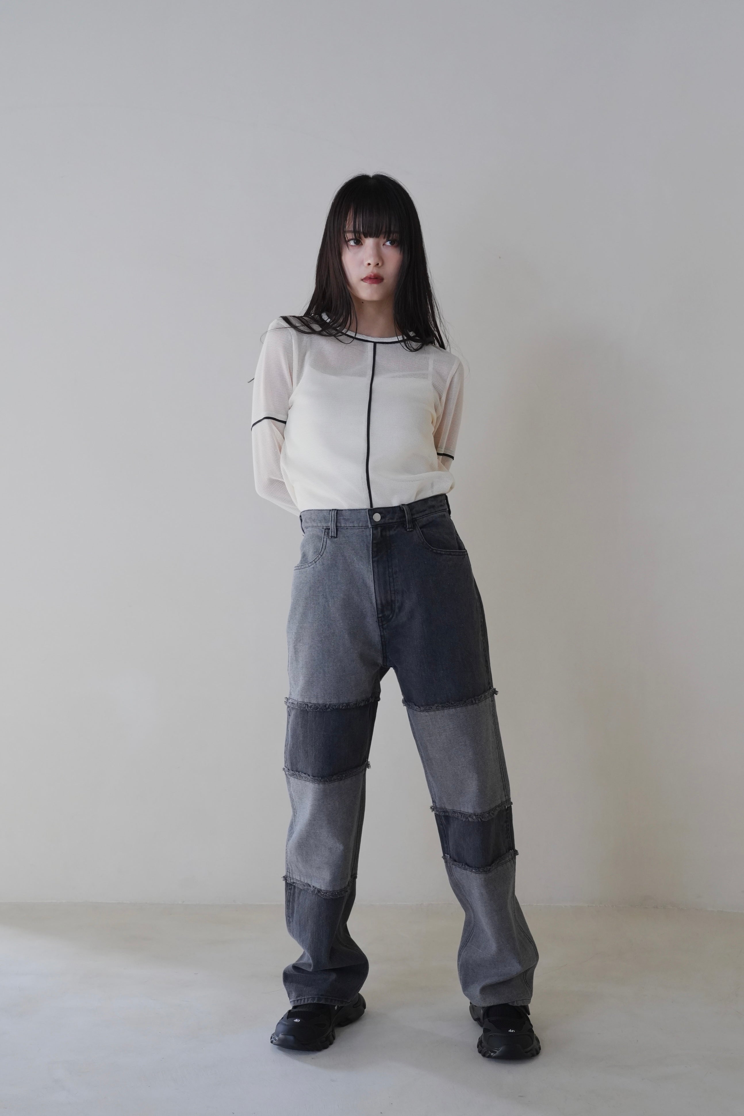 patchwork denim pants