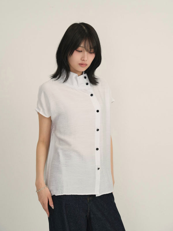 cotton linen stand collar shirt