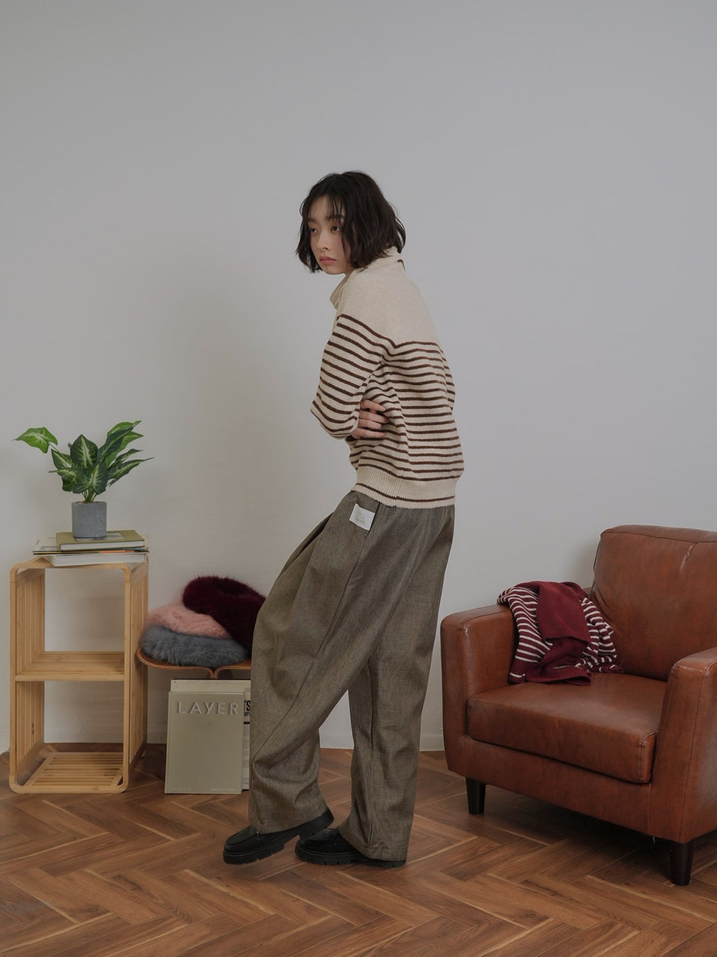 border knit top scarf set