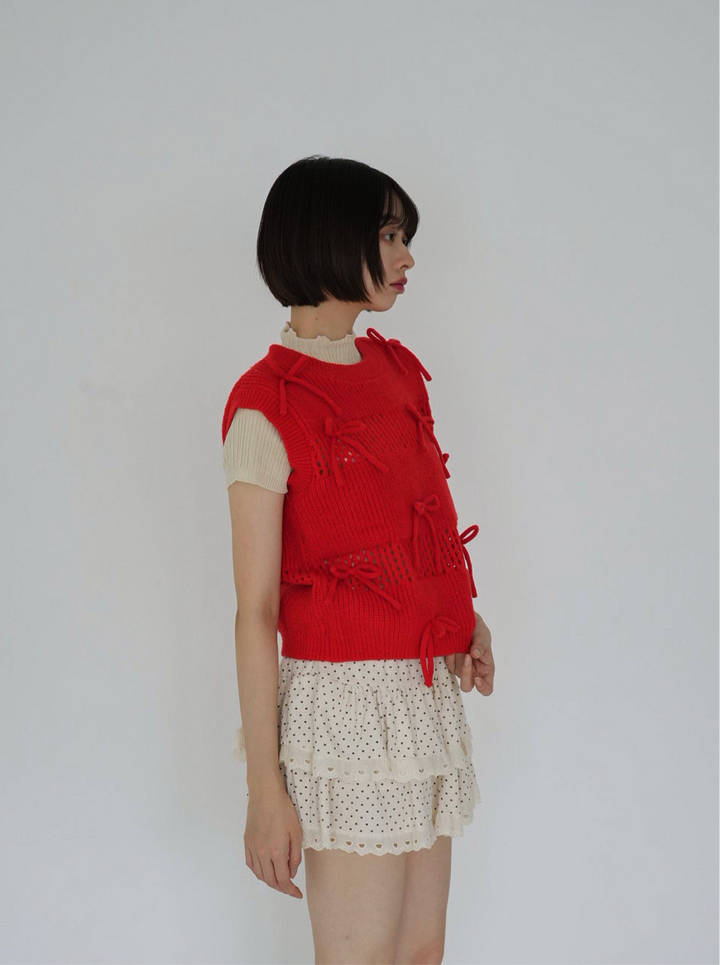ribbon knit vest