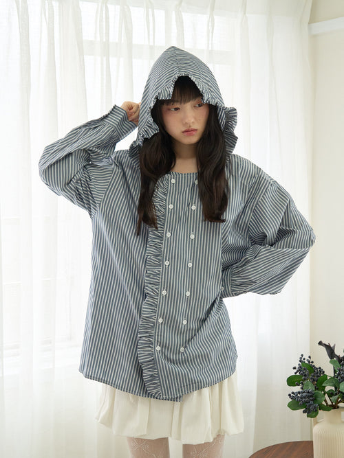 frill hood blouse
