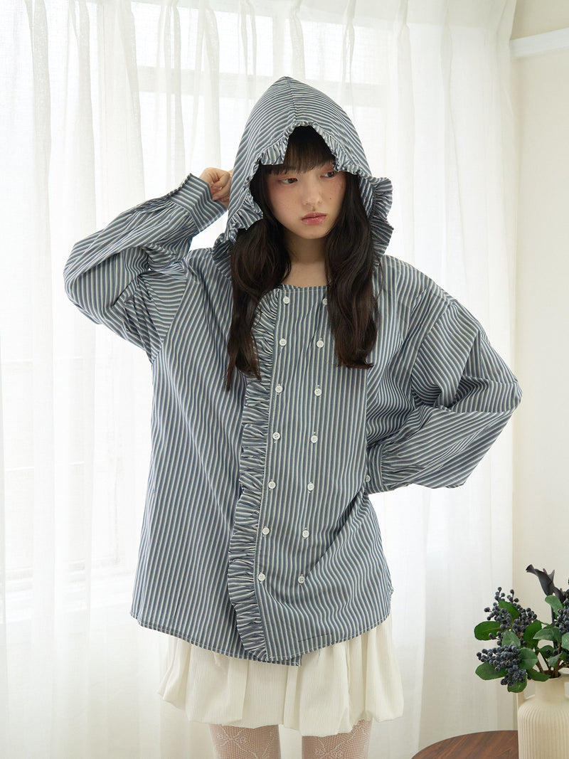 frill hood blouse