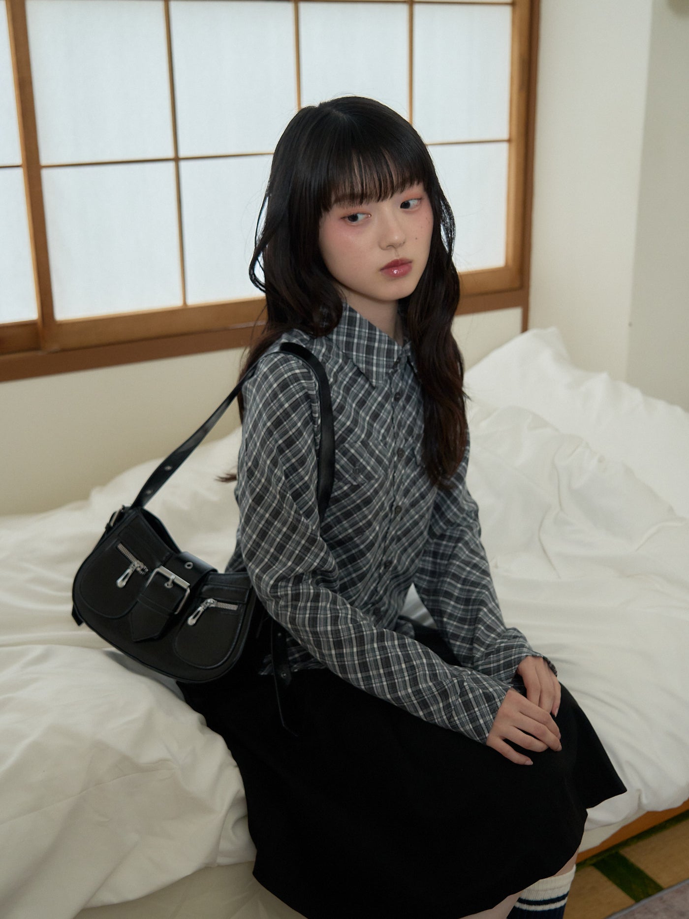 soft plaid cropped shirt