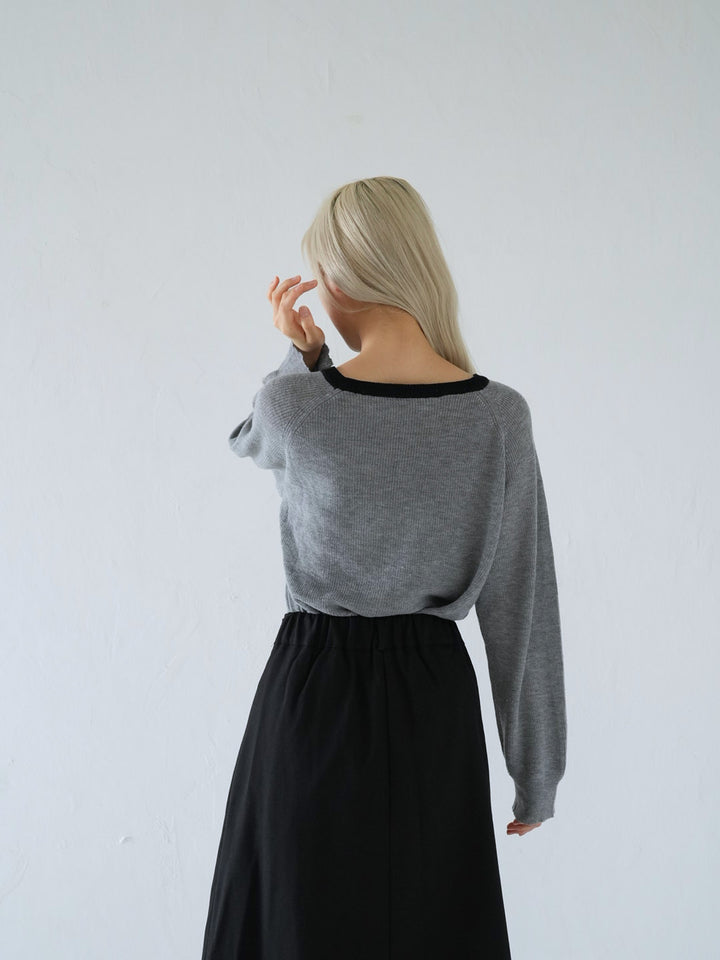 【 10月上旬発送予定 】contrast trim rib knit top