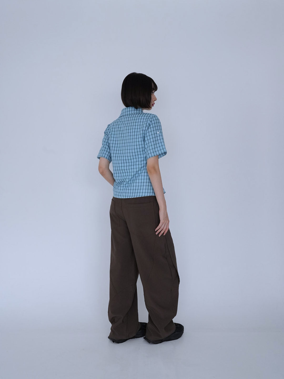 retro check button shirt