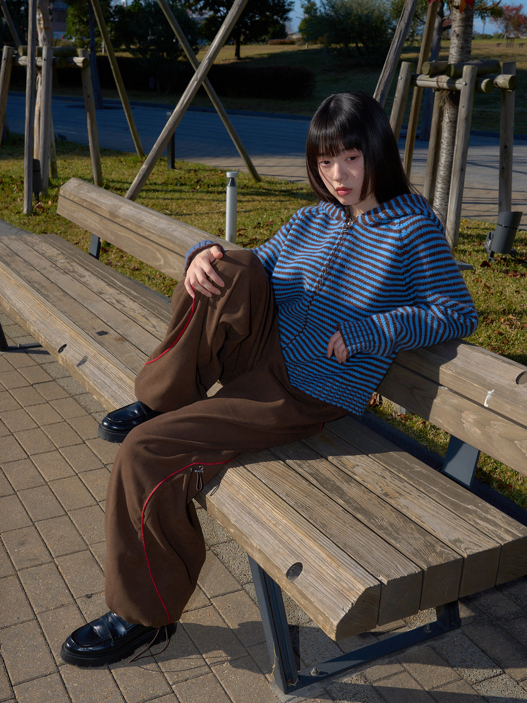 stitch line wide pants