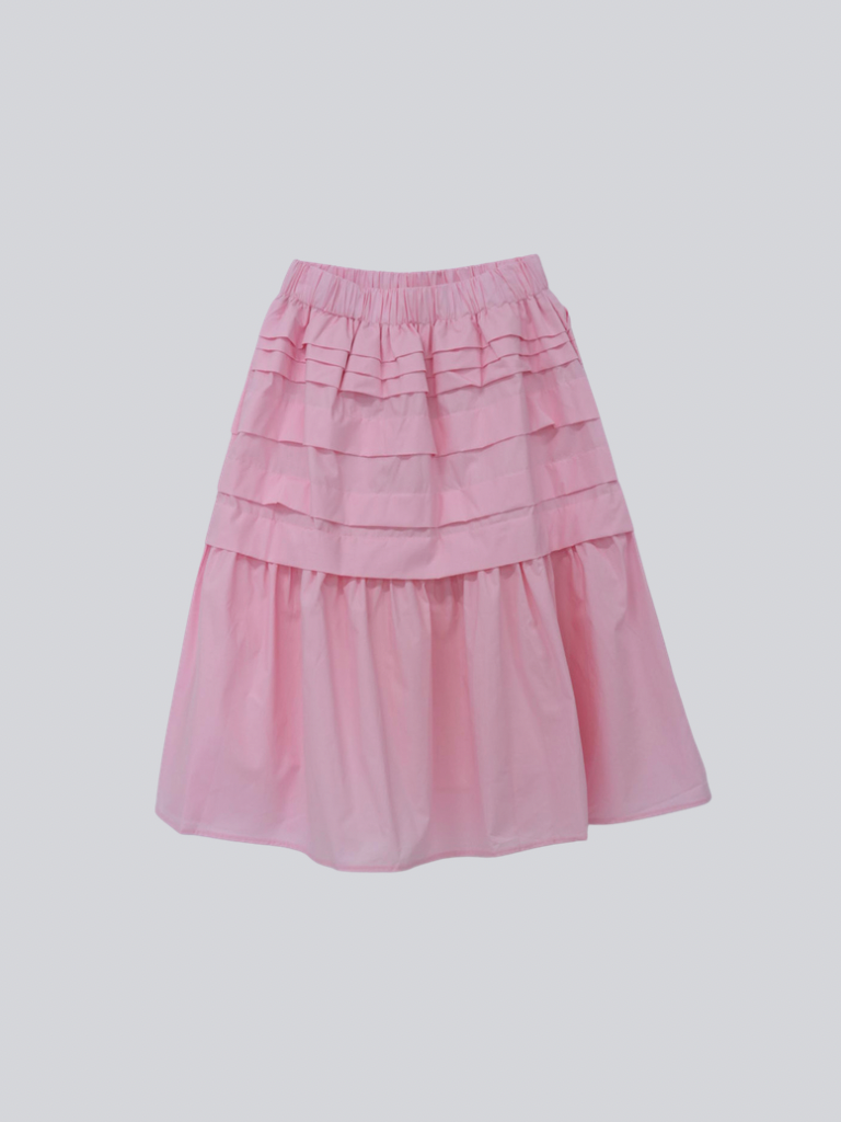 tiered pleated midi skirt