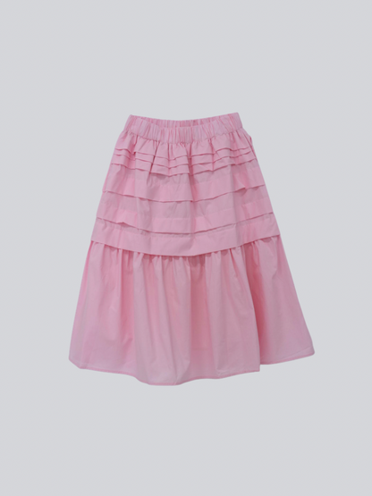 tiered pleated midi skirt