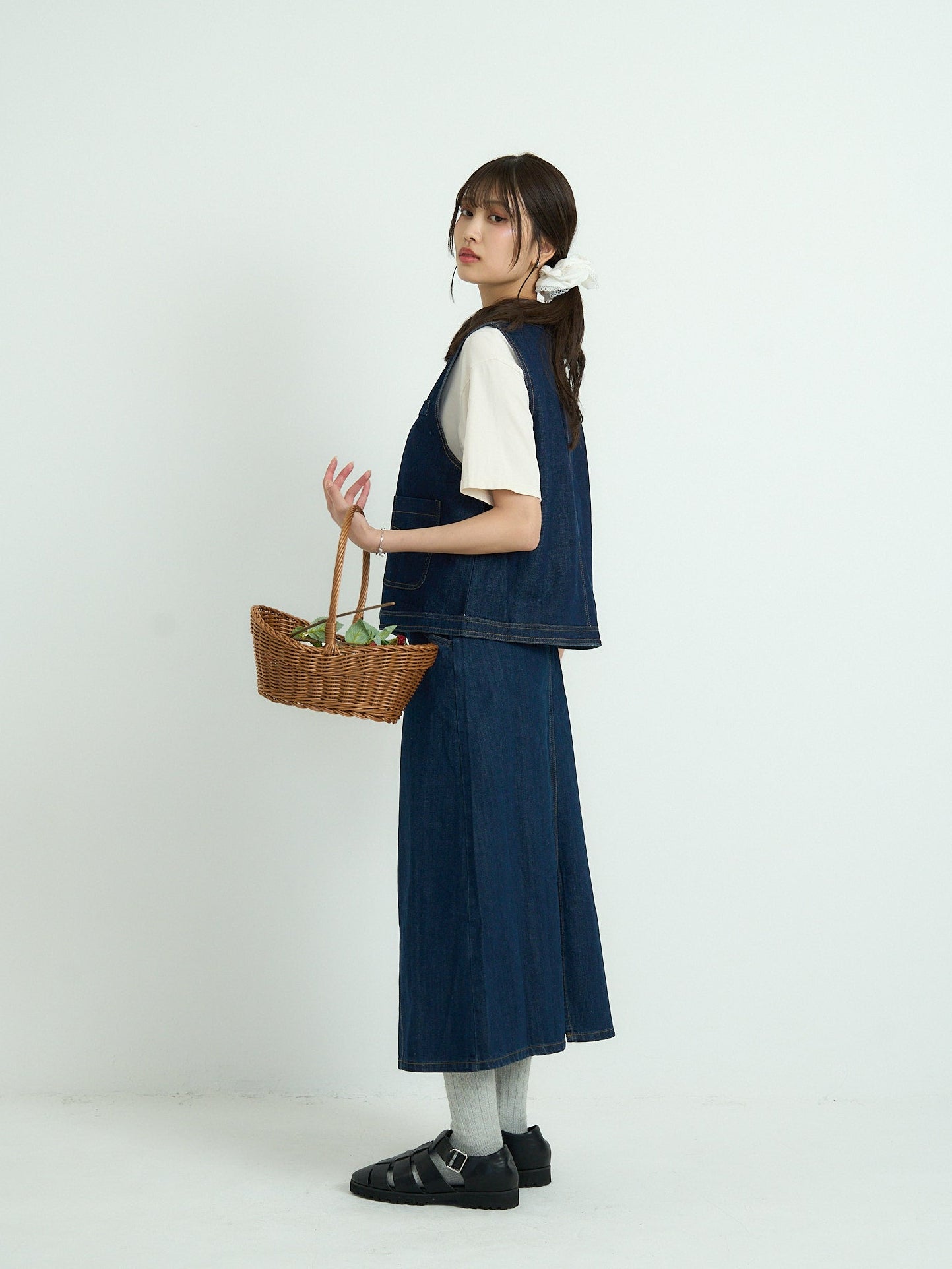 denim stitch vest
