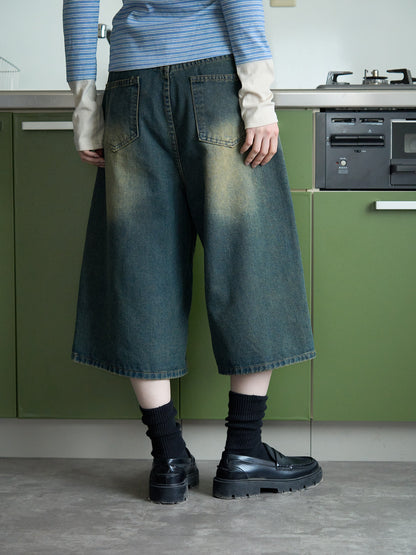 wide denim culottes