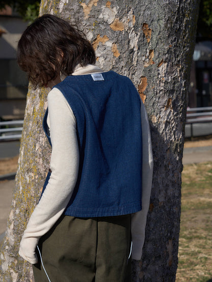 denim button casual vest