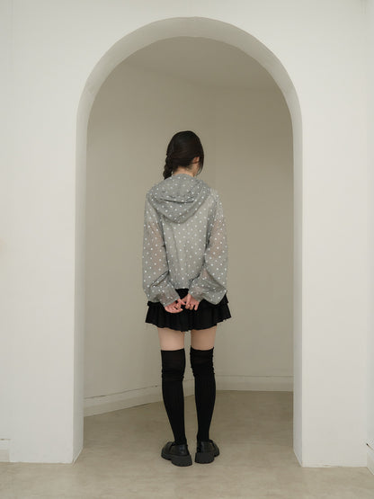 dot sheer hoodie