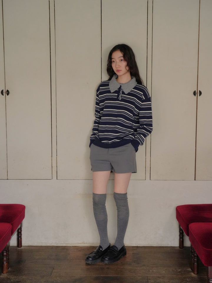 retro stripe collar knit