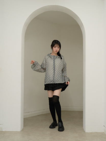 dot sheer hoodie