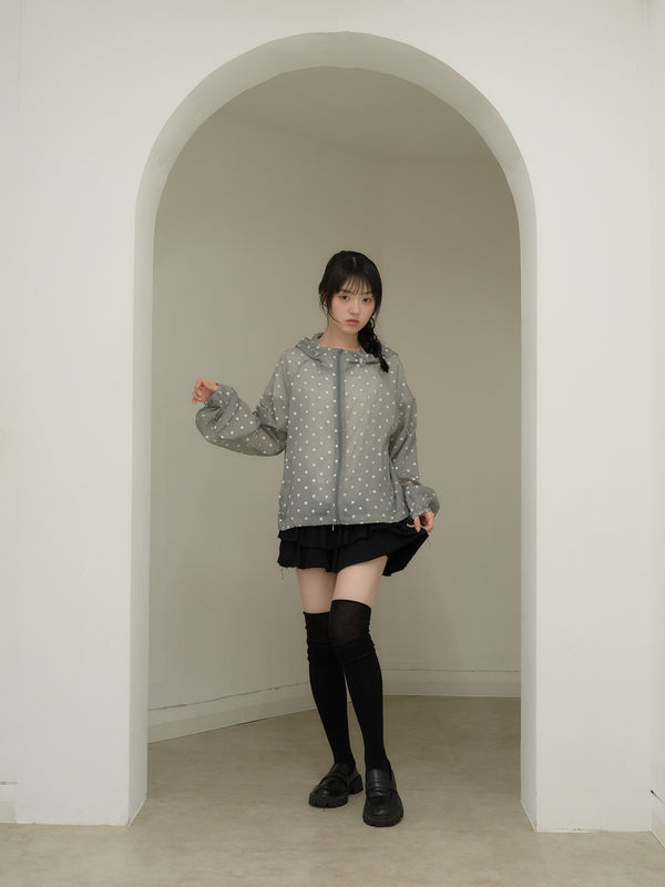 dot sheer hoodie