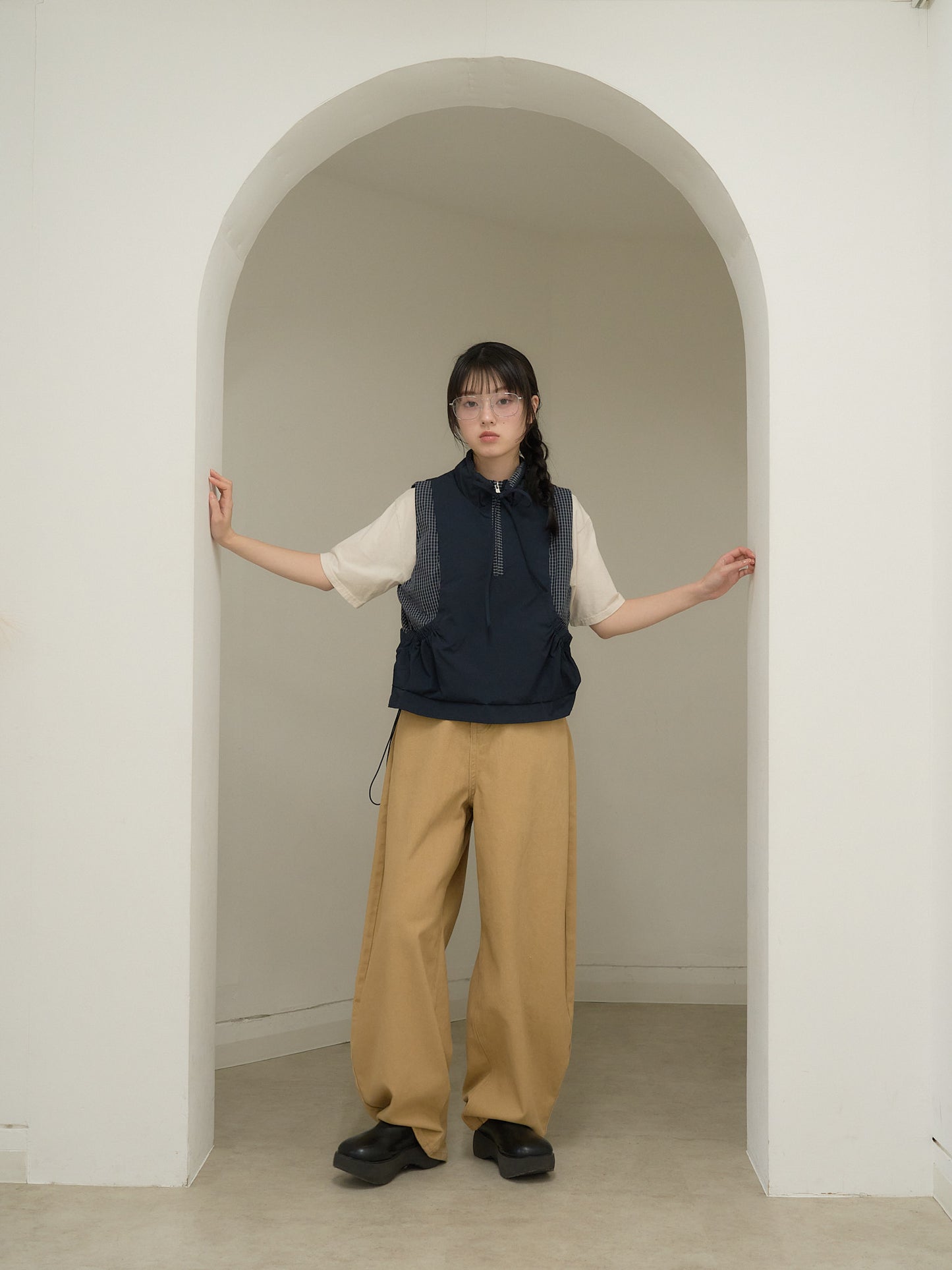 check vest & skirt set