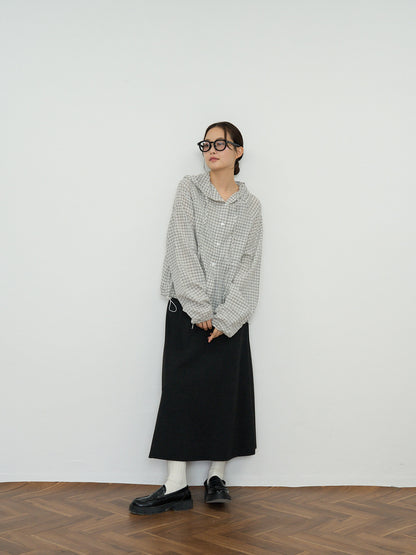 check hooded shirt