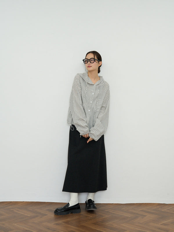 check hooded shirt