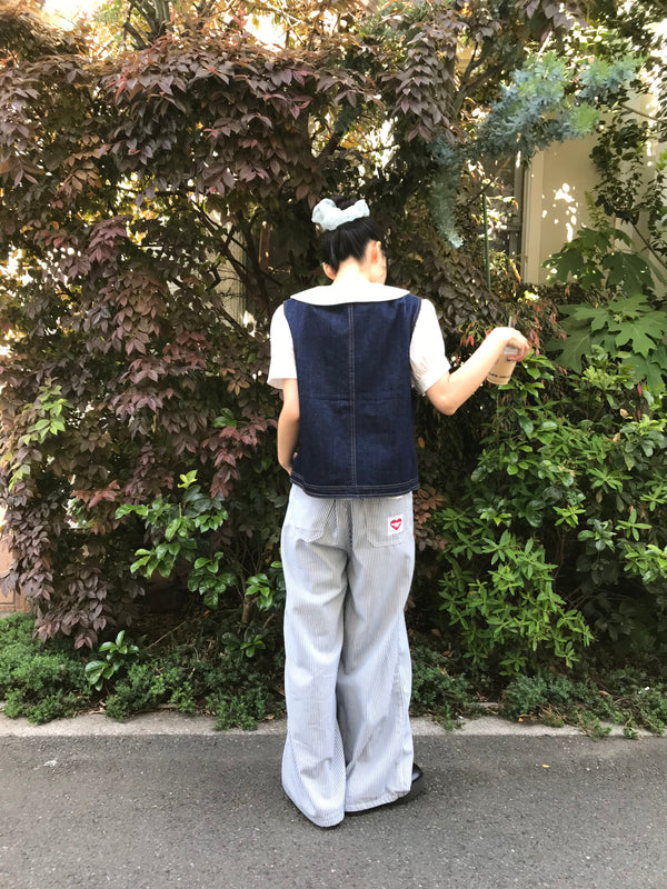 ストライプ ワイドパンツ 大人カジュアル レディース Uenui