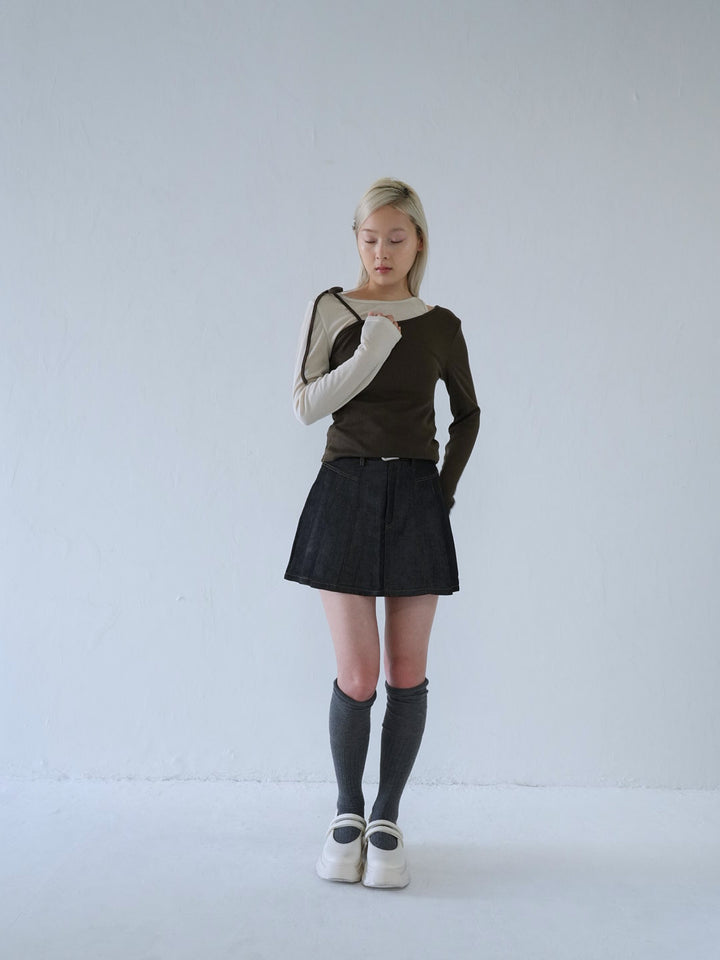【 10月上旬発送予定 】denim pleated mini skirt