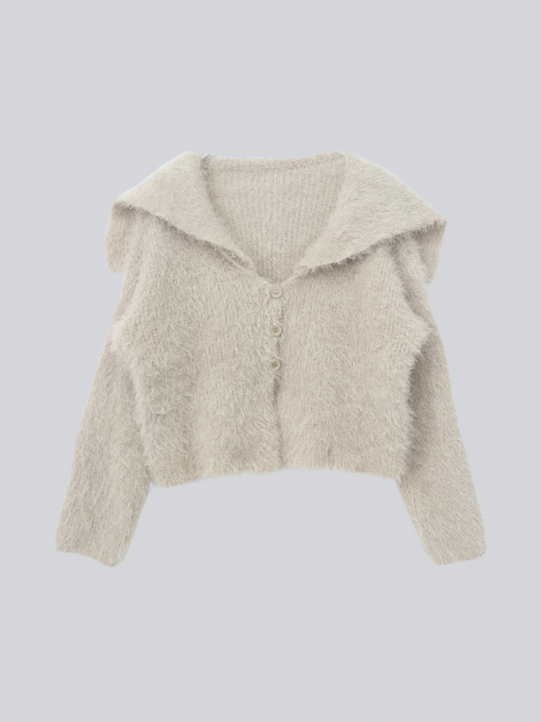 shaggy knit sailor cardigan